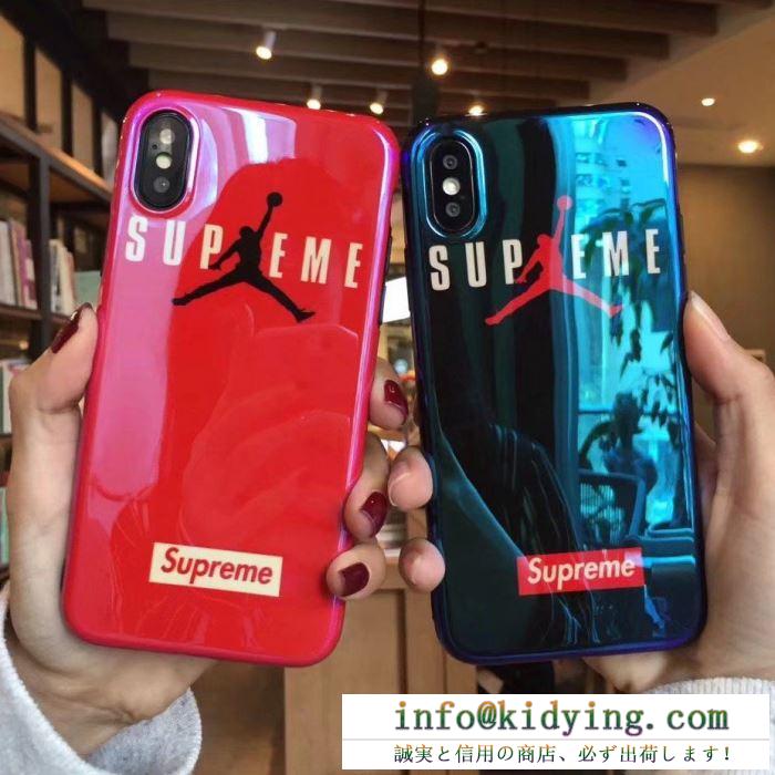 ins鏡面 supreme× jordan  ジョーダン スマホケース コピー 手触り良い iphoneケース 限定色 クリスタルブルー