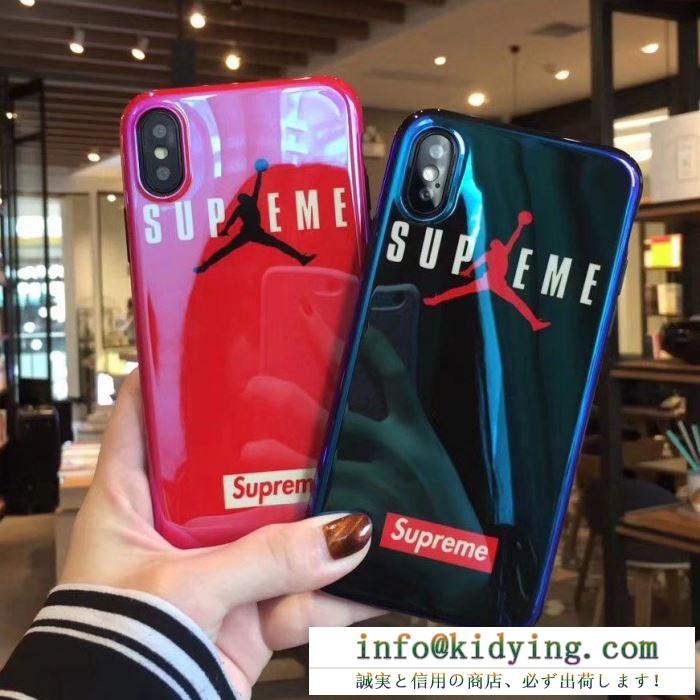 ins鏡面 supreme× jordan ジョーダン スマホケース コピー 手触り良い iphoneケース 限定色 クリスタルブルー