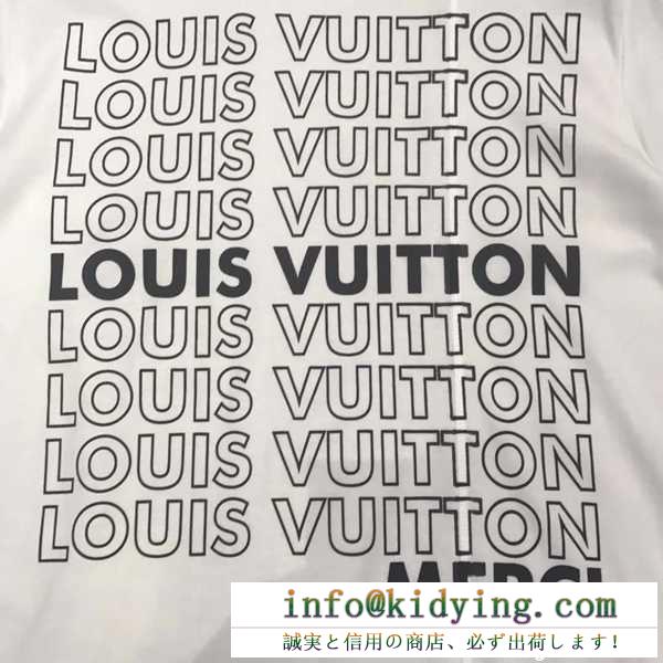 2018ルイヴィトンコピーLOUIS vuitton新作lv list printed patchwork oversize teeクルーネック半袖ｔシャツブラック、ホワイト