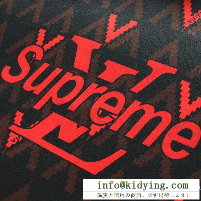 SUPREME 18ss高品質半袖tシャツ シュプリーム ルイスヴィトン 偽物 クルーネック クラシックロゴ 2色可選