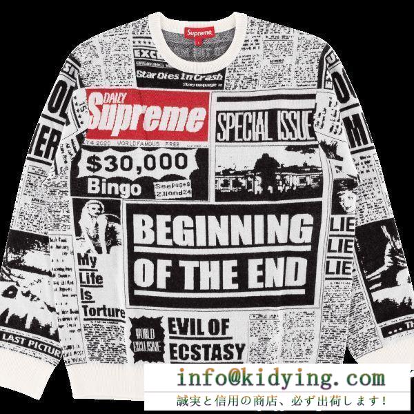 Supreme 18fw newsprint sweaterシュプリーム supreme プルオーバー 2色可選 人気激売れ新作