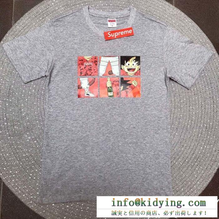 supreme tシャツ 偽物シュプリームドラゴンボールコラボ半袖wukong sunプリント男女兼用アイテム