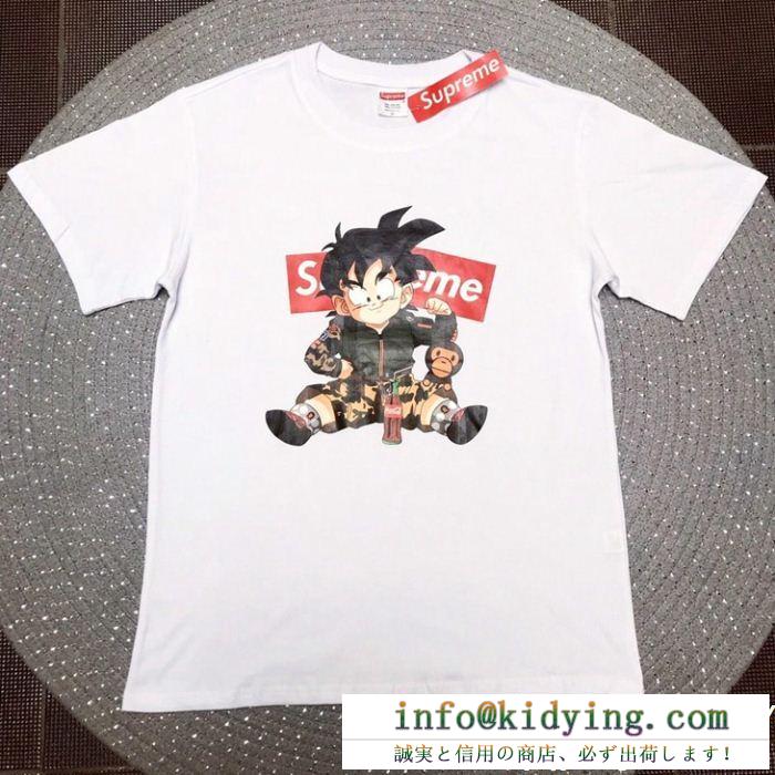 シュプリーム tシャツ 偽物 新作supremeゆったりとしたシルエットsun wukongプリント半袖