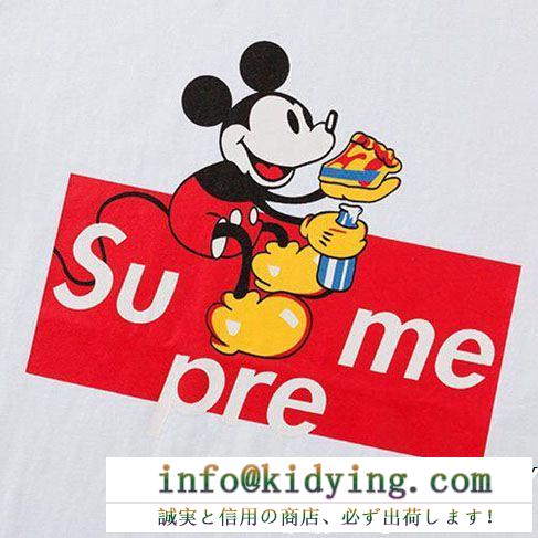 supreme × mickeyシュプリーム tシャツ コピーディズニーコラボ存在感たっぷりなミッキープリントメンズ半袖