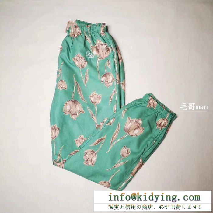 大人っぽい印象が素敵 supreme 19ss floral silk track pant 3色可選 スエットパンツ