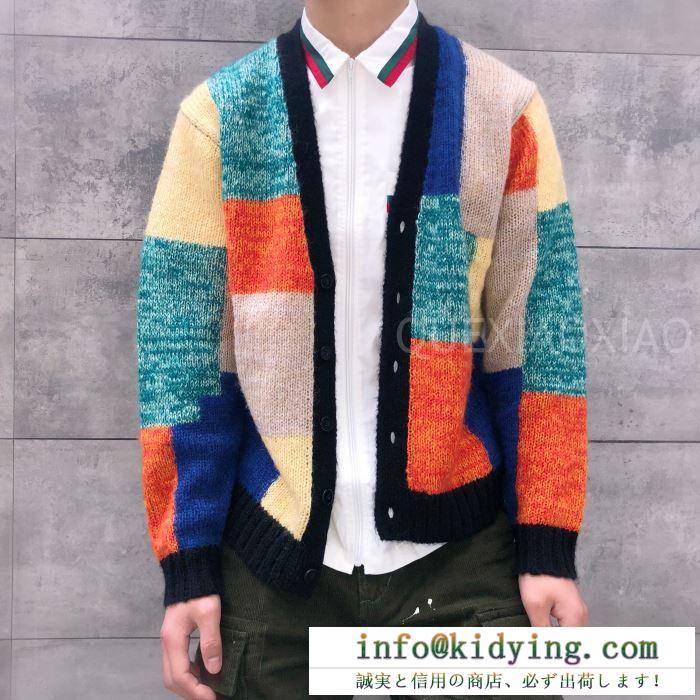 ぜひ主役にする大好評秋冬新作 supreme 19aw patchwork mohair cardigan 大人かわいい秋冬コーデを楽しみ ニットコート