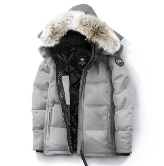 防寒性を高めるカナダグース、Canada gooseの高品質な素材の黒、灰色の2色メンズダウンジャケット.