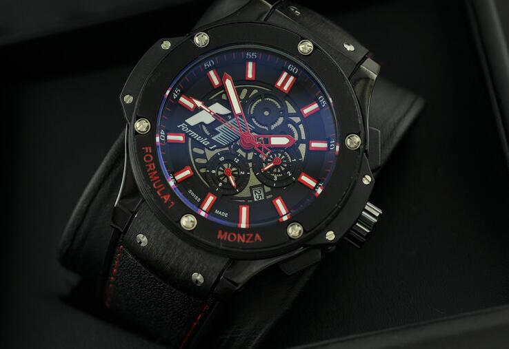 ウブロ 時計 メンズ hublot ビッグバン ウニコ オールブラック デイト付きの赤5針文字盤 爆買いセールの男性ウォッチ.