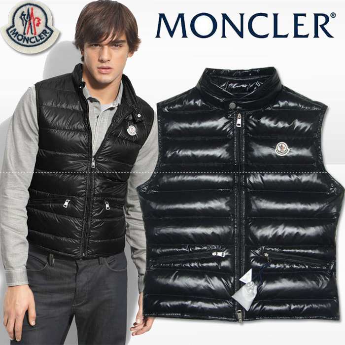 保温機能抜群モンクレールメンズダウンベストチブMONCLER tib 左胸ロゴ有りダウンジャケット