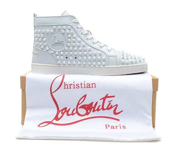 CHRISTIAN louboutin クリスチャン ルブタン 偽物 メンズ スニーカー シューズ ルイス スパイクス ホワイト 靴 ハイカット.