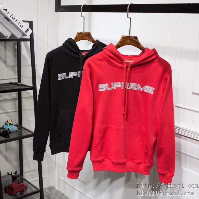 激安大特価最新作SUPREMEシュプリーム偽物パーカーSupreme sequin logo hooded sweatshirtプルオーバーパーカー 2色可選