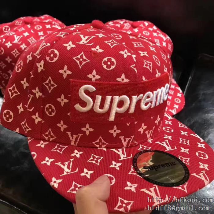 限定セールお買い得2017新作SUPREMEシュプリーム 偽物 キャップ supreme ×ルイヴィトン 野球帽 サイズ調節可能最高ランク キャップ 赤色