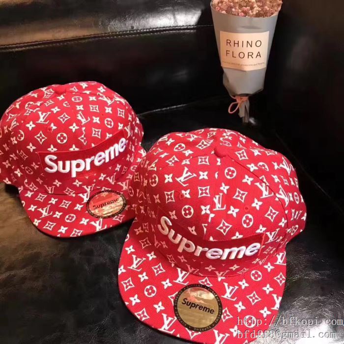 限定セールお買い得2017新作SUPREMEシュプリーム 偽物 キャップ supreme ×ルイヴィトン 野球帽 サイズ調節可能最高ランク キャップ 赤色