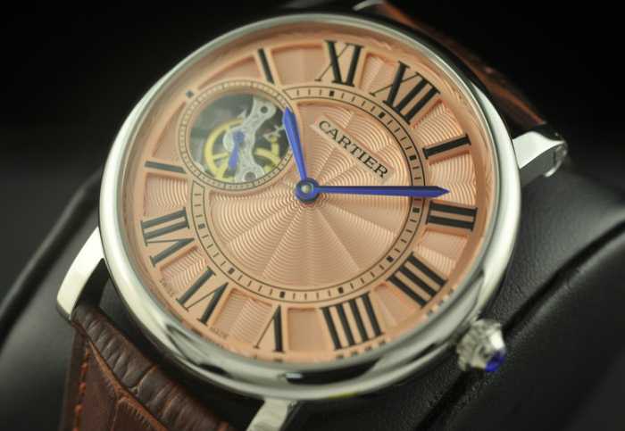 人気男性用腕時計 半自動卷 cartier カルティエ時計偽物 日本製クオーツ 2針 44mm メンズ腕時計 カーキ レザーベルト