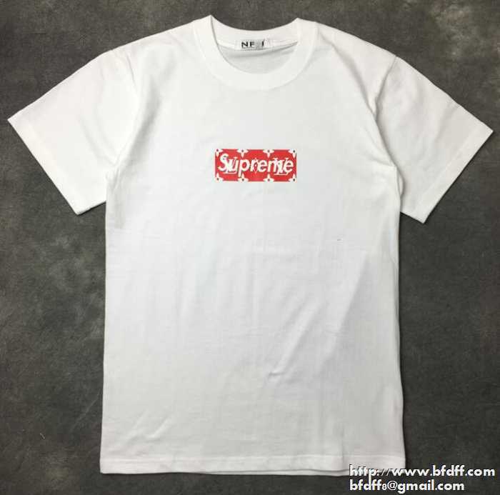 Supremeシュプリーム通販 半袖tシャツ ルイヴィトンｘシュプリーム ボックスロゴ付き 男女兼用 ブラック ホワイト グレー3色 