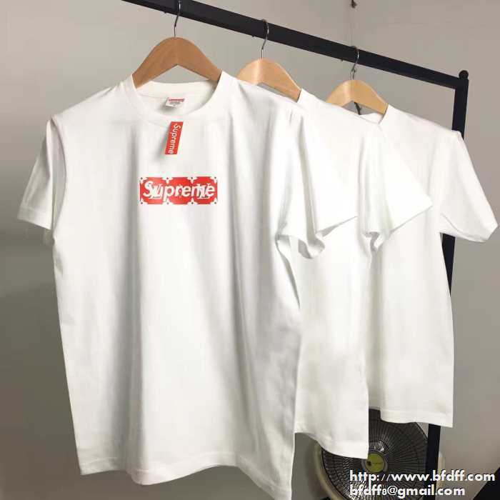 Supremeシュプリーム通販 半袖tシャツ ルイヴィトンｘシュプリーム ボックスロゴ付き 男女兼用 ブラック ホワイト グレー3色 