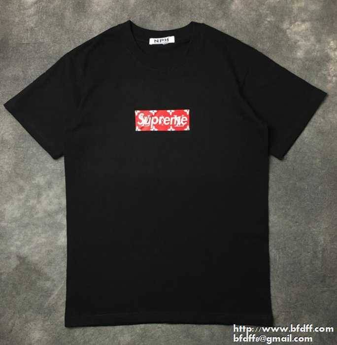 Supremeシュプリーム通販 半袖tシャツ ルイヴィトンｘシュプリーム ボックスロゴ付き 男女兼用 ブラック ホワイト グレー3色 