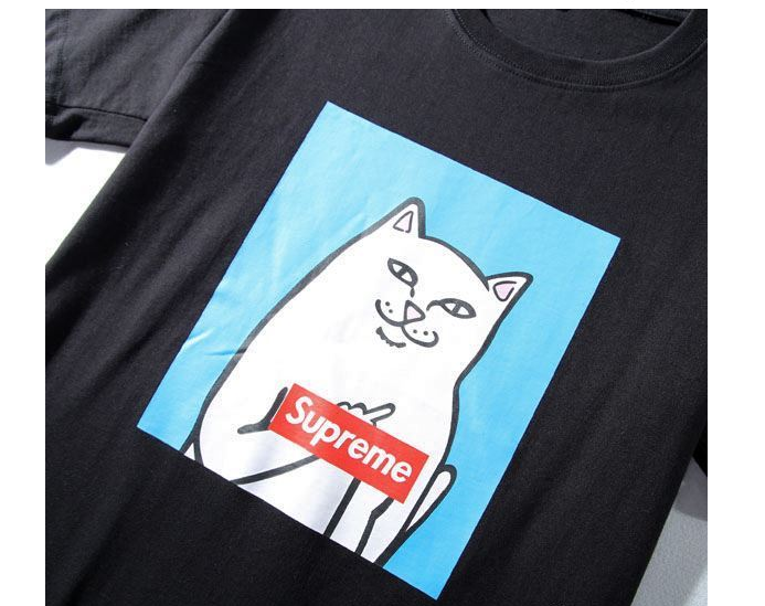 夏季超人気 シュプリームtシャツ 激安 supreme box logo クルーネック コットン半袖tシャツ かわいい猫さん 2色可選