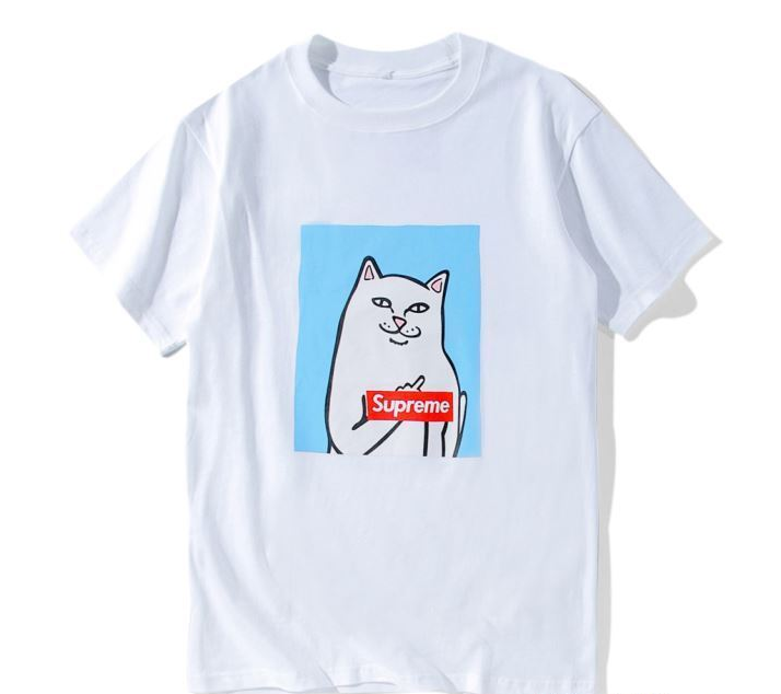 夏季超人気 シュプリームtシャツ 激安 supreme box logo クルーネック コットン半袖tシャツ かわいい猫さん 2色可選