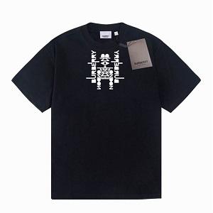 カジュアルスタイルバーバリー 黒色白色半袖ＴシャツBURBERRYコピー