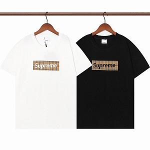 BURBERRY×SUPREMEバーバリースーパーコピー半袖Ｔシャツ黒色白色