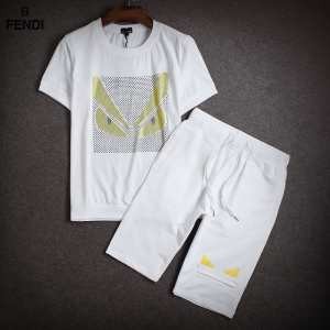 個性派 2015春夏物 FENDI フェンディ 半袖Tシャツ 上下セット 2色可選