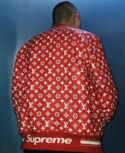 大人気美品！Louis Vuitton x Supreme 17ssシュプリーム　ジャケット偽物【Leather Baseball Jacket】×LOUIS VUITTON メンズコート　赤色