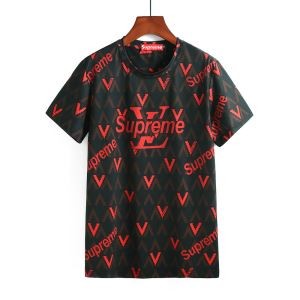 SUPREME 18SS高品質半袖Tシャツ シュプリーム ルイスヴィトン 偽物 クルーネック クラシックロゴ 2色可選