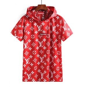 18夏人気定番 SUPREME X LOUIS VUITTONコピー 半袖Tシャツ 帽子付き シュプリームボックスロゴ モノグラム柄 2色可選