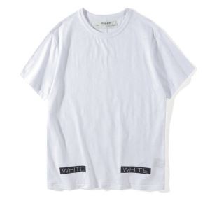 シンプル オフホワイト半袖Ｔシャツ OFF-WHITE 斜めストラップクルーネックプリントＴシャツ2色可選択