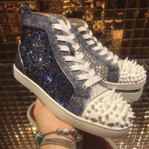 上品な光沢感ルブタンスニーカーメンズChristian Louboutinスパイク付きメンズハイカット通学通学シューズ