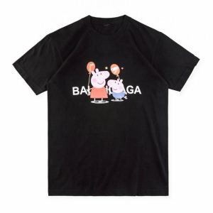 日本未上陸BALENCIAGAバレンシアガｔシャツコピー可愛いプリントブラック、ホワイトクルーネック半袖Tシャツ