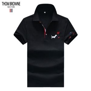 トムブラウン 通販 コピーTHOM BROWNE大人気のメンズコットン半袖ポロTシャツ新作リラックスフィットデザイン