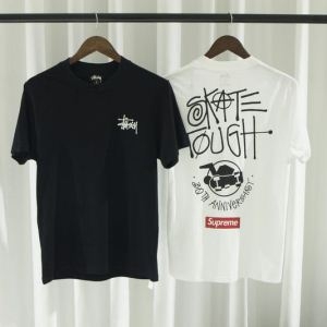 大人気シュプリーム tシャツ 偽物 通販Supreme Stussy コラボスタイリッシュでカジュアルなメンズ半袖