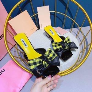 ミュウミュウ MIUMIU スリッパ 2色可選 SS19春夏入荷人気のスピーディ 春夏新作セレブ愛用