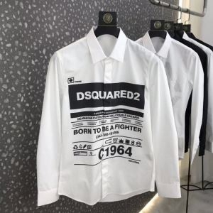 D SQUARED2 シャツ 新作 品よく着こなせる限定品 メンズ ディースクエアード コピー ホワイト カジュアル ロゴ入り 激安