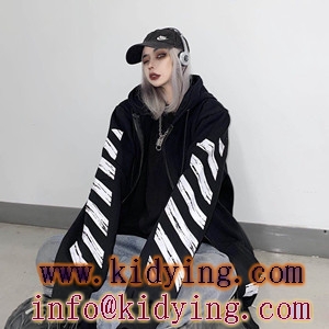 オフホワイト コピー パーカーコート 男女兼用 OFF-WHITE ワイドフィット ホワイトと、ブラックの２色展開