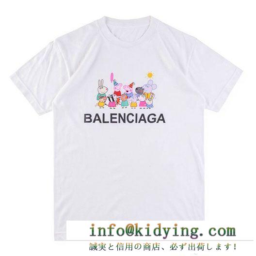 Balenciagaバレンシアガスーパーコピー可愛いプリント男女兼用クルーネック半袖ｔシャツブラック、ホワイト