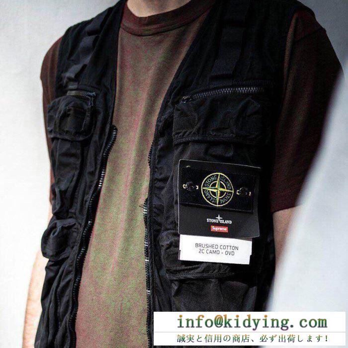 好感度が高いアイテム 19ss supreme stone island camo cargo vest さわやか夏スタイル新品