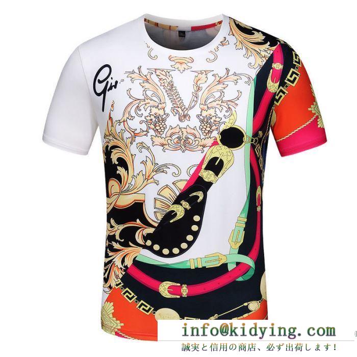 ヴェルサーチ tシャツ メンズ コーデをよりシックに変化 versace mixed print t-shirt コピー プリント 通勤通学 品質保証