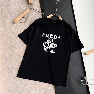 2022年大好評の半袖黒色白色半袖Ｔシャツコピー PRADAプラダ柔らかい