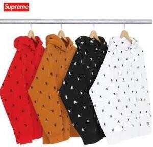 SUPREME パーカー 17AW スウェット ロゴ プルオーバー シュプリーム パーカー レディース プルパーカー メンズ 白 黒 黄色 赤 4色.