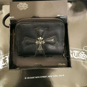 お得大人気 クロムハーツ 財布 コピーウォレット CHROME HEARTS レザー スクェア ジップ ブラック