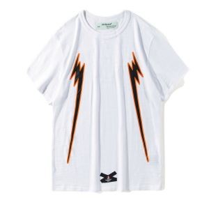 18夏季新作 Off-White オフホワイト 偽物 Ｔシャツ 格安 ブランド メンズ 稲妻 デザイン 電 イナズマ カジュアル ホワイト ブラック 2色可選