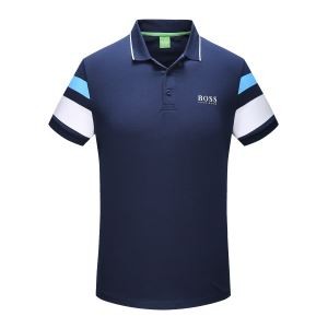 ポロシャツ ゴルフ 半袖 丸首 Ｔシャツ メンズ HUGO BOSS ブランド 2018夏季新作 ヒューゴボス ネイビー ブラック ホワイト3色展開