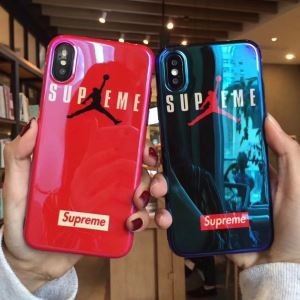 ins鏡面 SUPREME× JORDAN  ジョーダン スマホケース コピー 手触り良い iphoneケース 限定色 クリスタルブルー