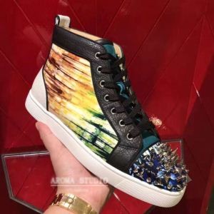 ヒットアイテムルブタンスーパーコピーコピーChristian Louboutinハイカットメンズシューズスニーカー本革採用