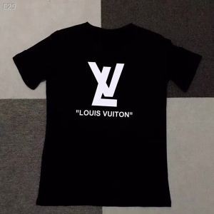 先行発売決定ルイヴィトンコピーLOUIS VUITTONプリントメンズクルーネック半袖Tシャツ黒、白