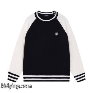 balmain コピー コピー 秋冬 スポーティ 定番 ブラック × ホワイト ベースボール風 ニットセーター バルマン コピーkidying26KTLz4z