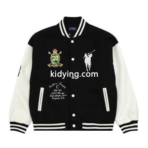 POLO RALPH LAUREN コピー 秋冬復古高級  ブラック × ホワイト ディテール豊富 ベースボールジャケット ポロラルフローレンkidying268Pjeui